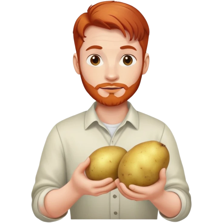 Redhead man holding a potato emoji