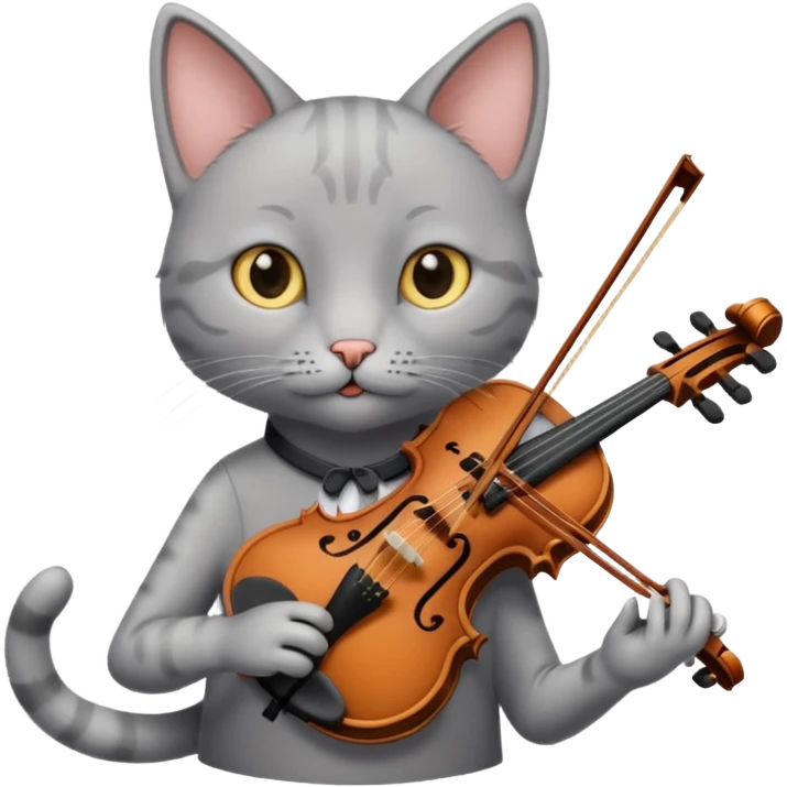 thin grey cat play violin emoji