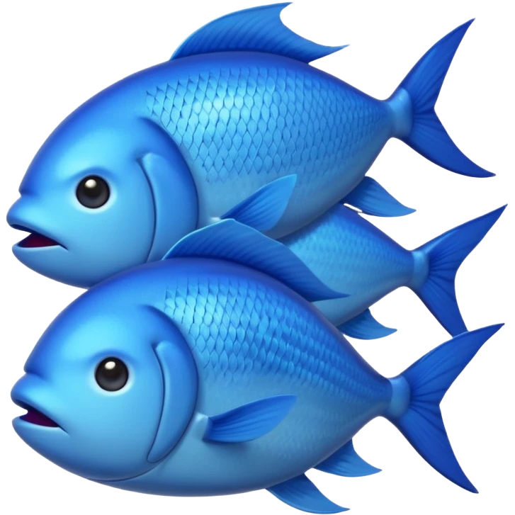 large pile of blue fish, iPhone Apple emoji style, something between 2D and 3D emoji