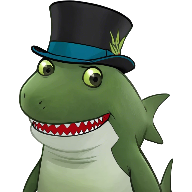 Shark with a top hat emoji