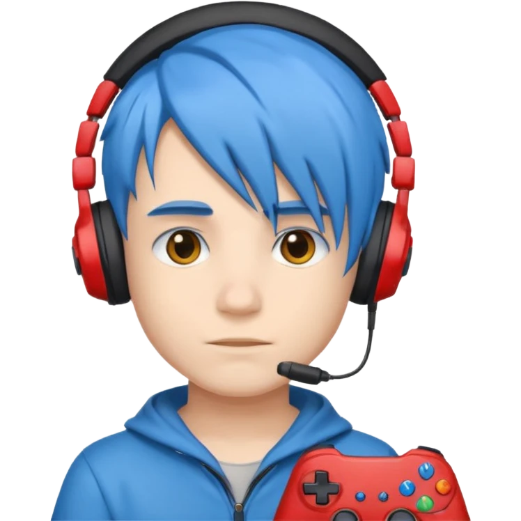 Boy gamer with headset, blue hair











 emoji