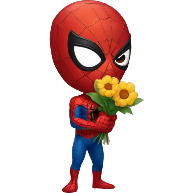 Spider-man holding flowers emoji