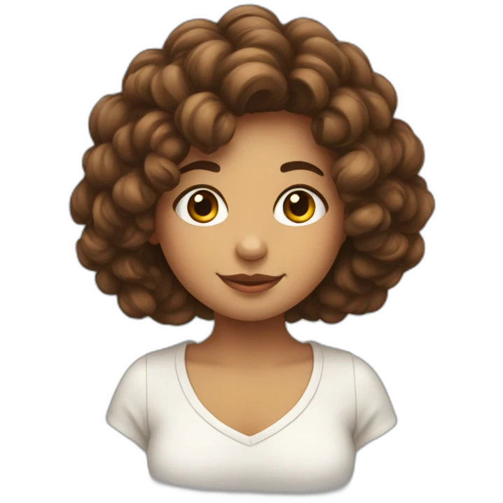Fille avec de cheveux bouclés bruns emoji