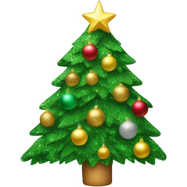 Christmas tree with glitter ornaments emoji