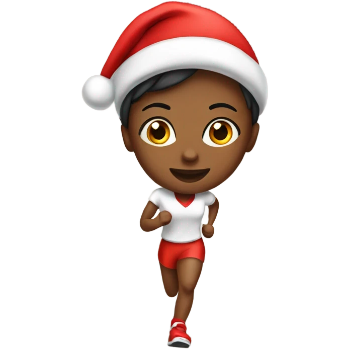 Runner girl with a Santa hat emoji