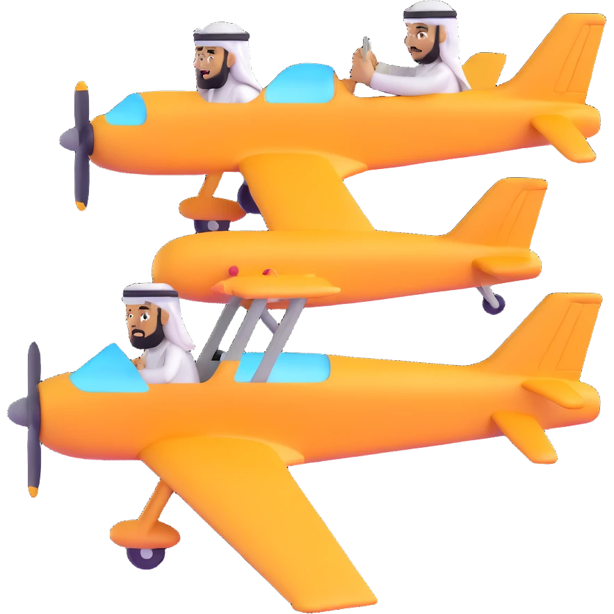 two Arab men flying a plane emoji