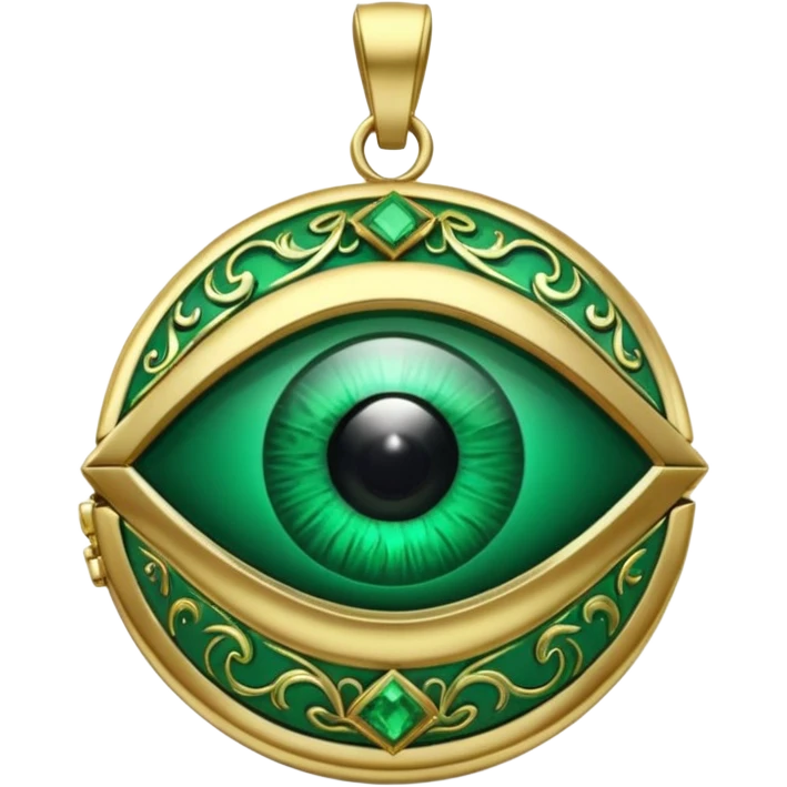 Eye shaped green locket  emoji
