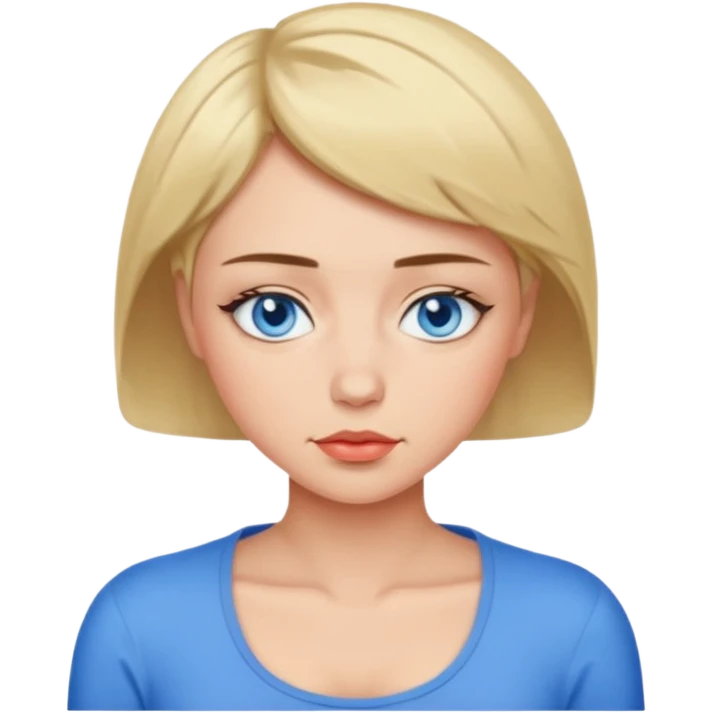 Une femme sexy aux cheveux courts, aux yeux bleus, montre qu’elle est en train de se réveiller.  emoji