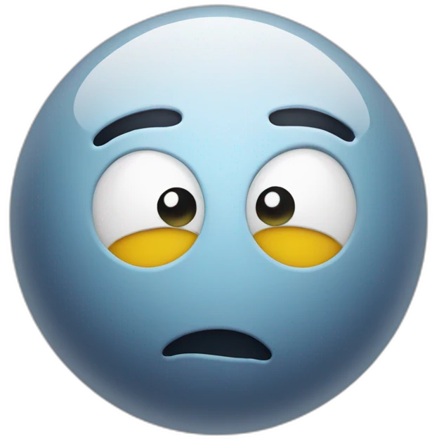 3d sphere with a cartoon genius with big calm eyes emoji