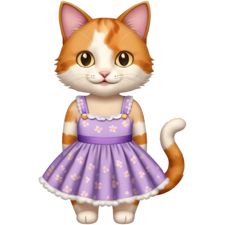 A cat wearing a pretty one-piece dress emoji