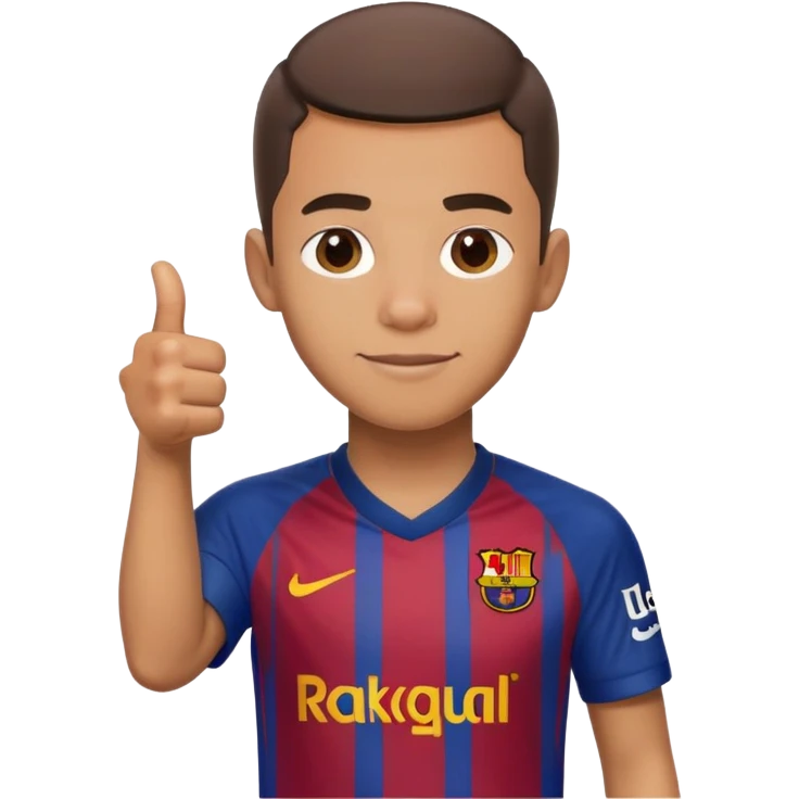 Raphinha Barcelona football player giving a thumbs up wearing Barcelona kit short hair emoji