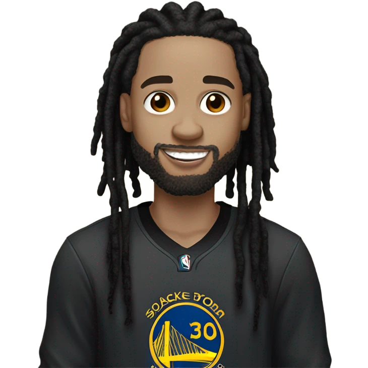 very light skin with freckles guy almost pale with 2 strand black dreads yelling with a steph curry jersey on with dread that are long to his shoulders and a black long sleeve shirt under emoji