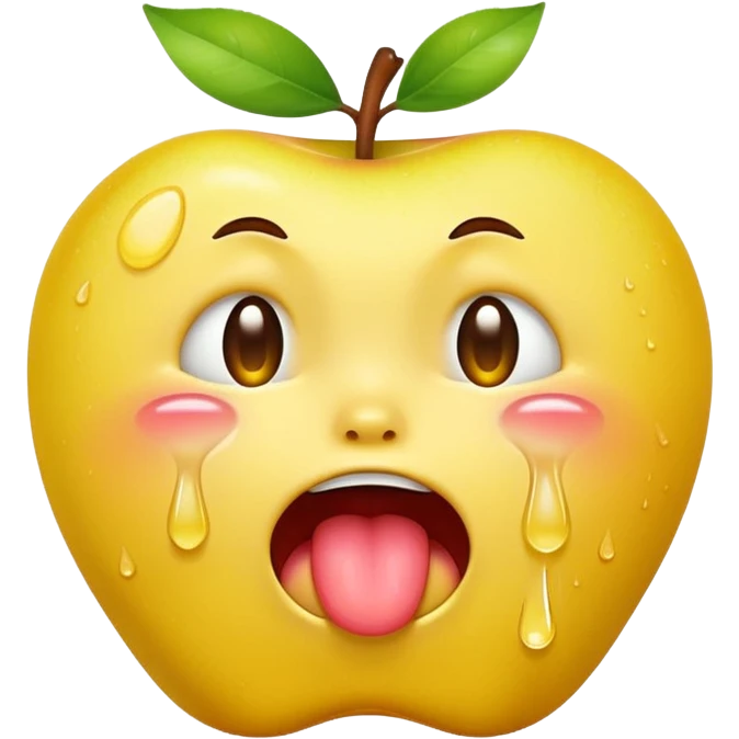 regular yellow apple emoji but it’s crying streams of tears and has its tongue out emoji