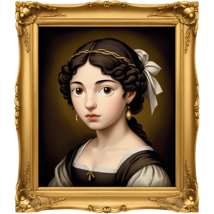 Caravaggio Woman painting in a gold frame emoji