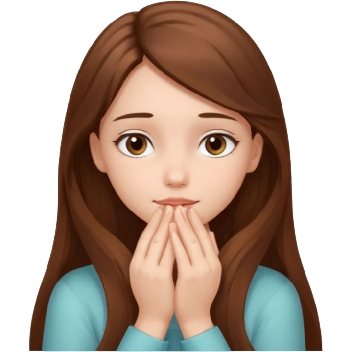only one Girl , ( no boy ) touching his face with his own both hand, and smoothly rubbing the face emoji