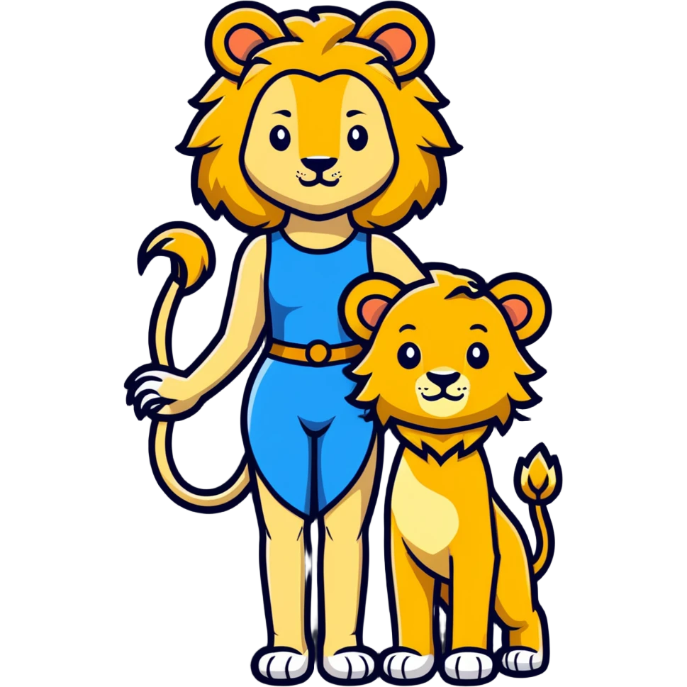 golden haired anthropomorphic lion girl, human face and body, lioness ears emoji