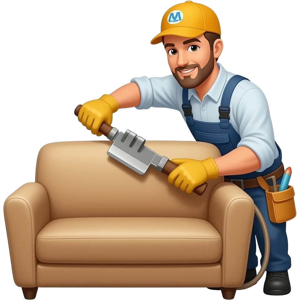 upholsterer working with a sofa emoji