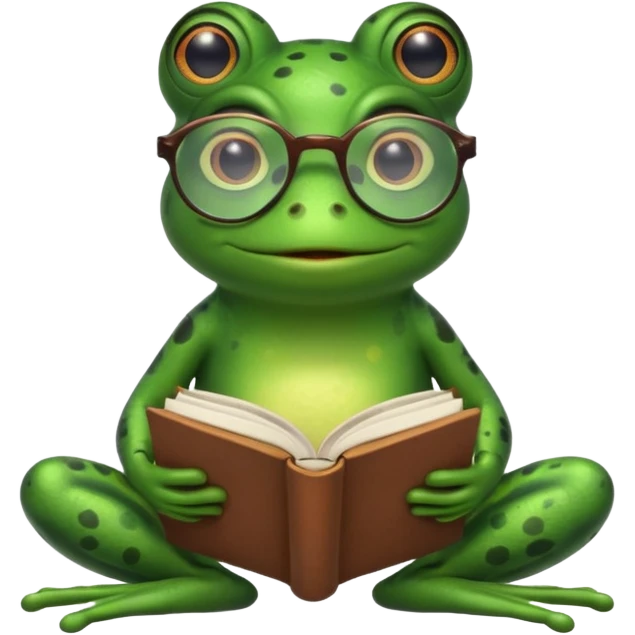 frog with glasses and book emoji