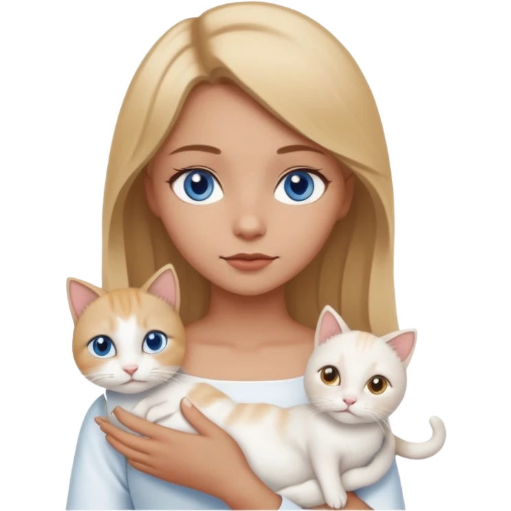menina loira escura com olhos de cor mel com uma gata branca com olhos azuis emoji