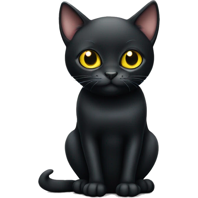 cute black cat with yellow big eyes sitting emoji