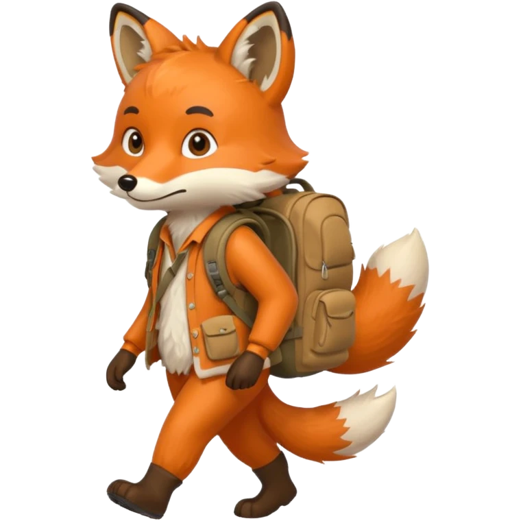 a fox walking with a backpack
 emoji