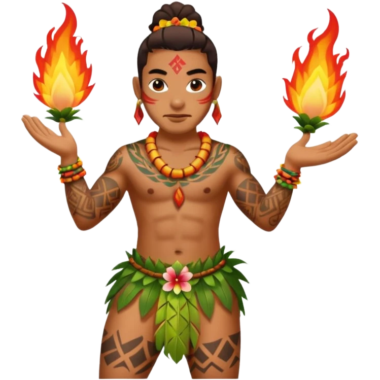 hawaiian fire dancer with tattoos emoji