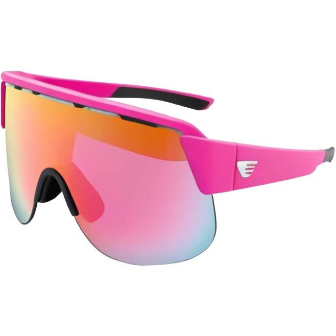 sporty pink shield visor sunglasses with robust thick frame, racing style, substantial build, one-piece reflective lens emoji