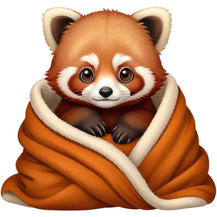 baby red panda cozy in blanket emoji