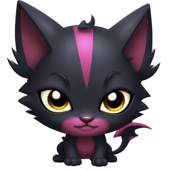 Cool Cute Edgy Black Dark Chibi Cat-Noibat-Noivern-Litten-Fakémon-hybrid emoji