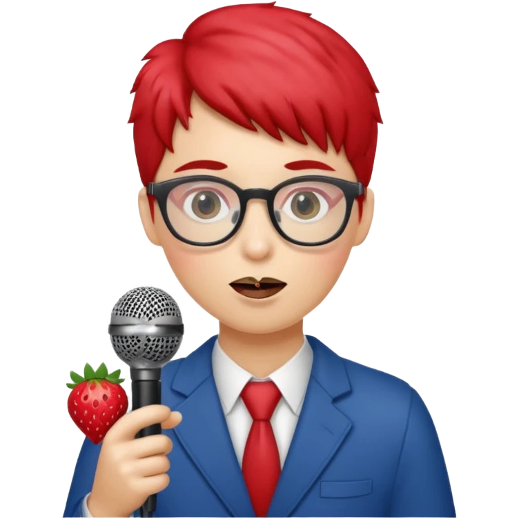 strawberry front the mic with glasses  emoji