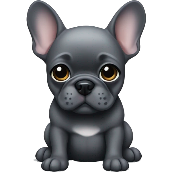 Dark grey Frenchie puppy emoji