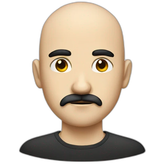 unamused bald guy with black moustache and short beard emoji
