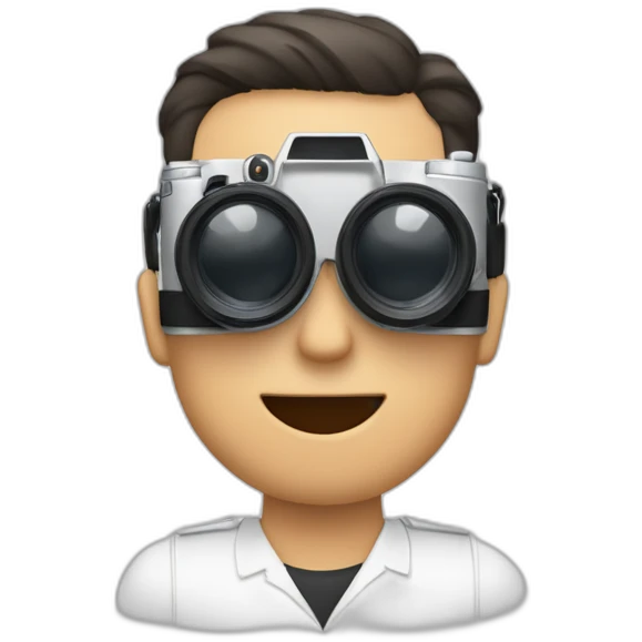 hombre rubio de piel blanca con una camara en la mano  emoji