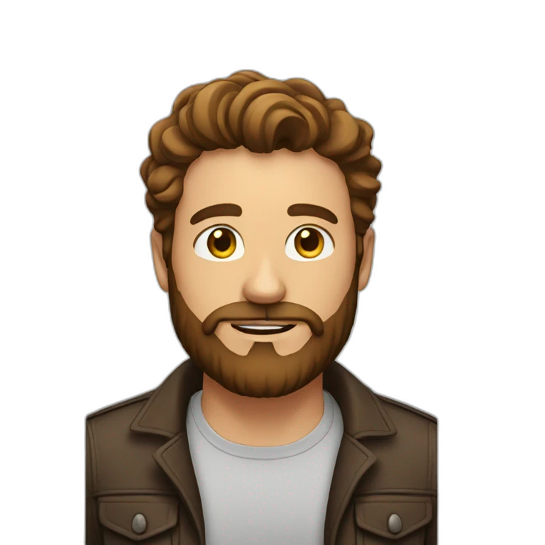 man with brown beard and hair long emoji
