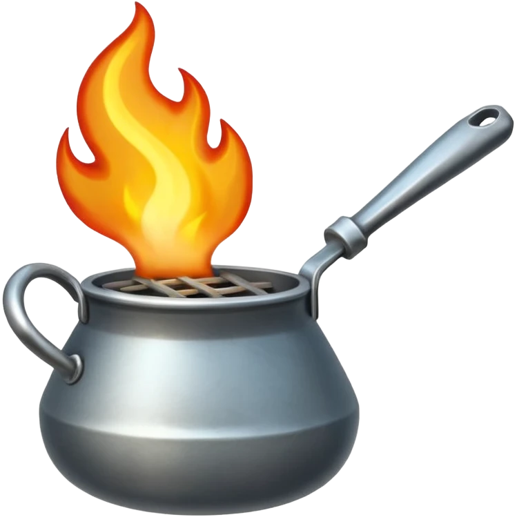 Un cucharón con fuego por debajo pero sin olla solo cucharón y fuego emoji