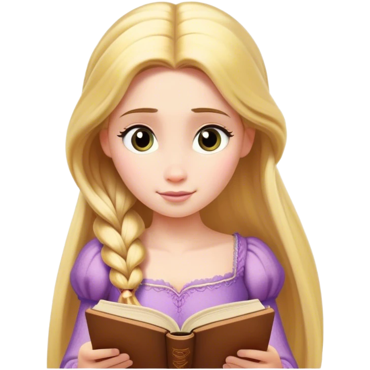 Rapunzel reading a book emoji