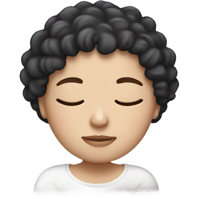 White girl with black curly hair sleep emoji