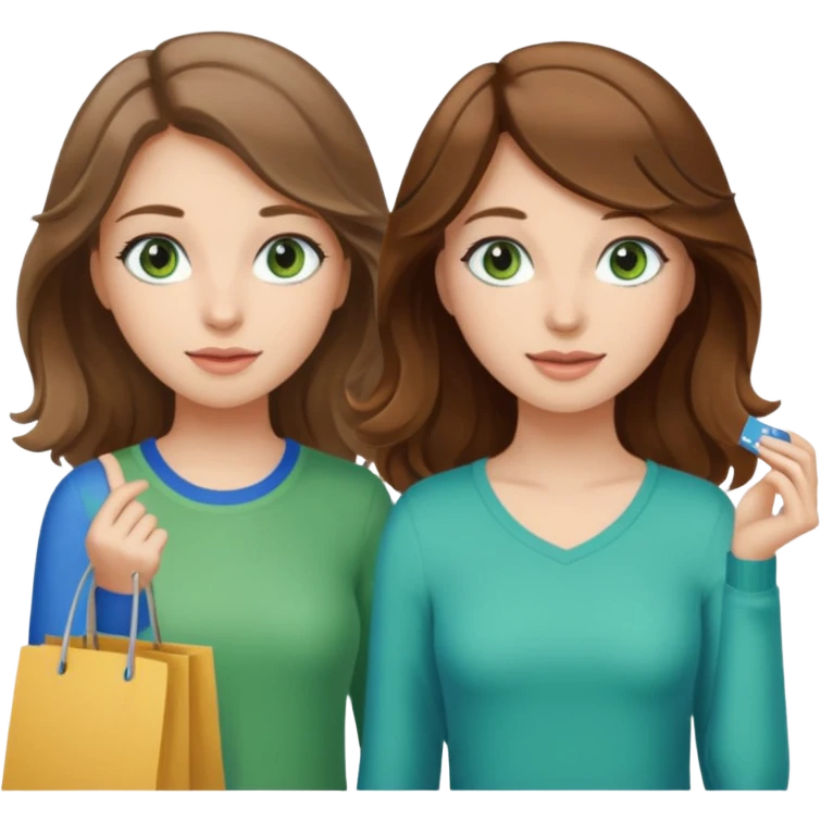 make me and my best friend togheter i have brown hair that falls on my shoulders and BROWN eyes and she has really long wavy brown hair with a little blonde and green/blue eyes we are shopping and i have BROWN eyes and i am taller than her emoji