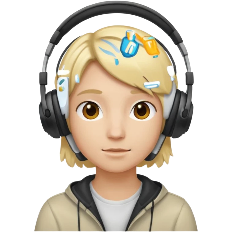 a person with blond hair wearing headphones emoji