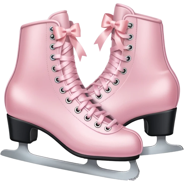 two pastel pink ice skates with bows emoji