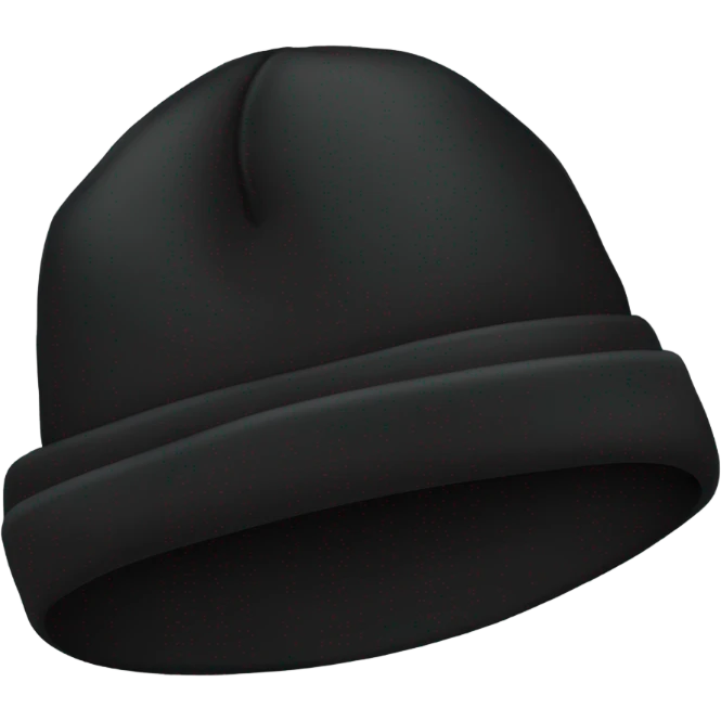 “Black winter hat emoji, minimalist design, folded brim, no details, transparent background.” emoji