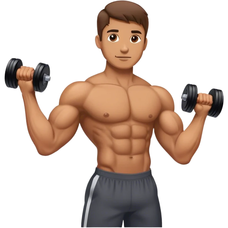 man holding dumbbells by his body side emoji