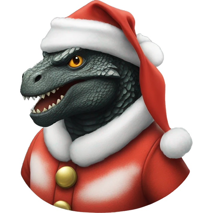 Godzilla dressed as Santa emoji