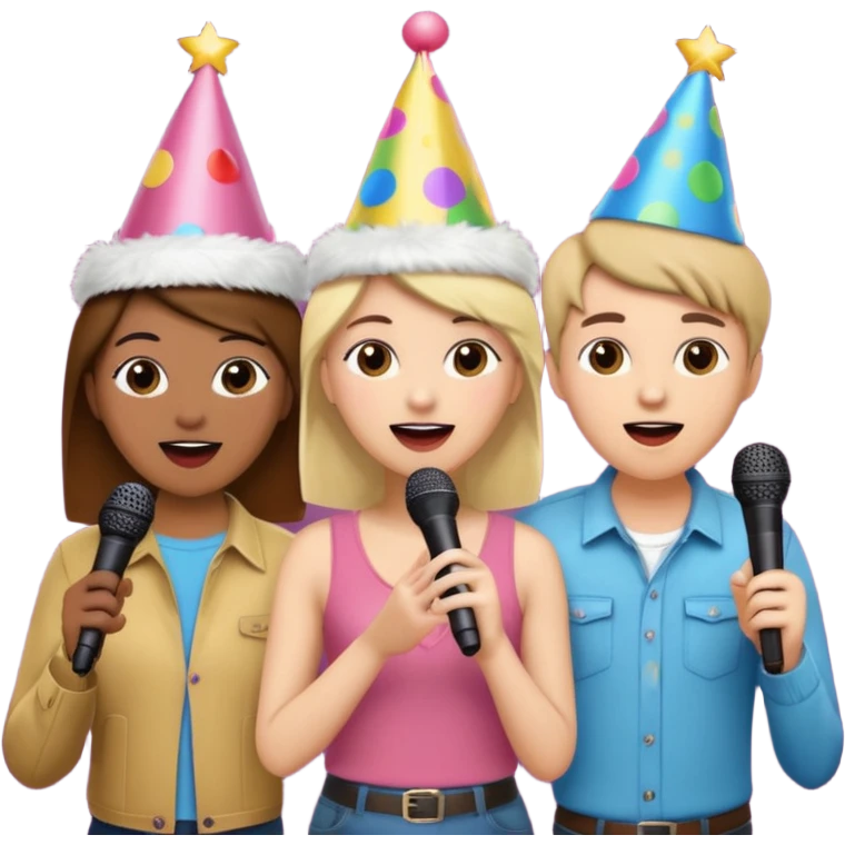 3 amigas en un karaoke cantando emoji