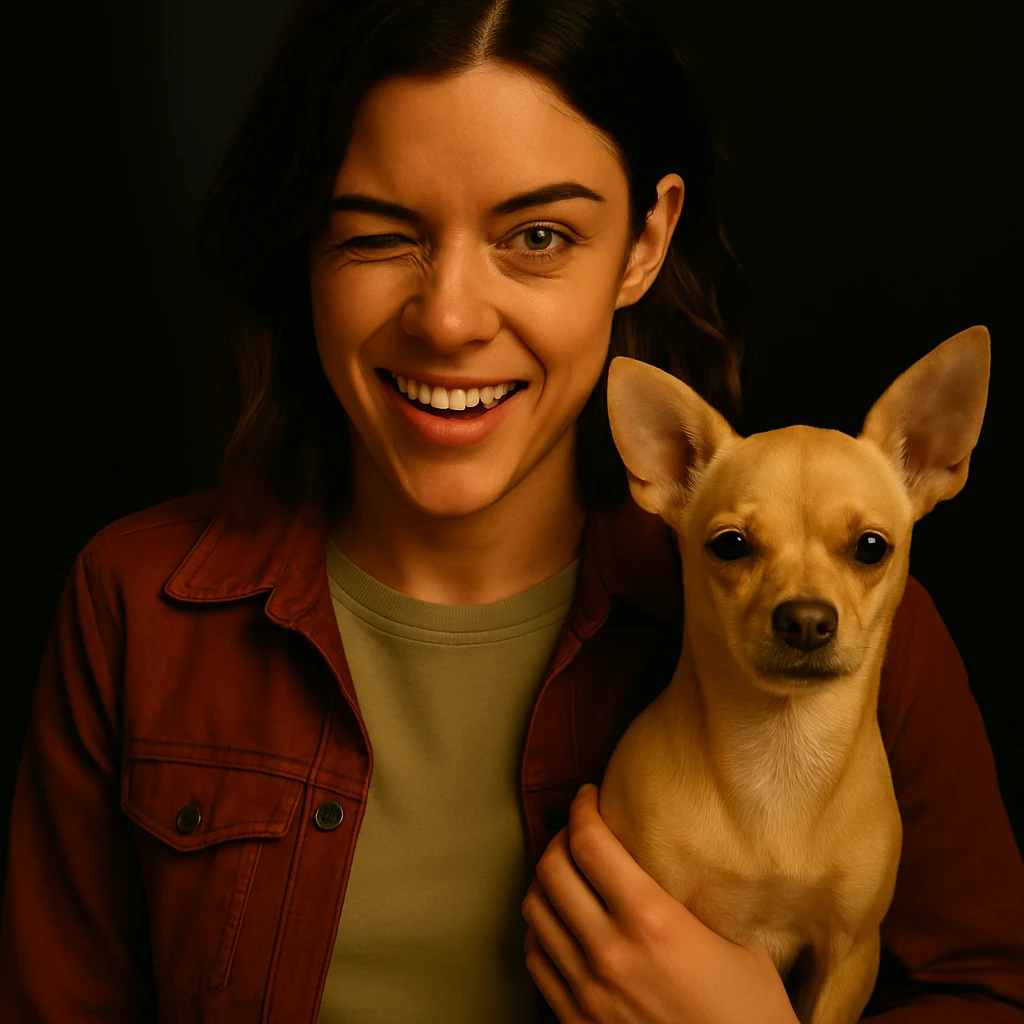 Restore the rebellious and playful expression on the face in the style of a Netflix series, keeping all other elements identical. emoji