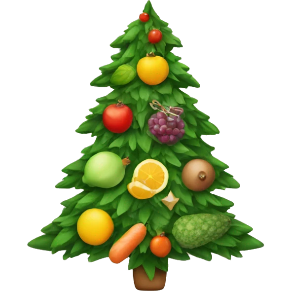 christmas tree with healthy food on it emoji