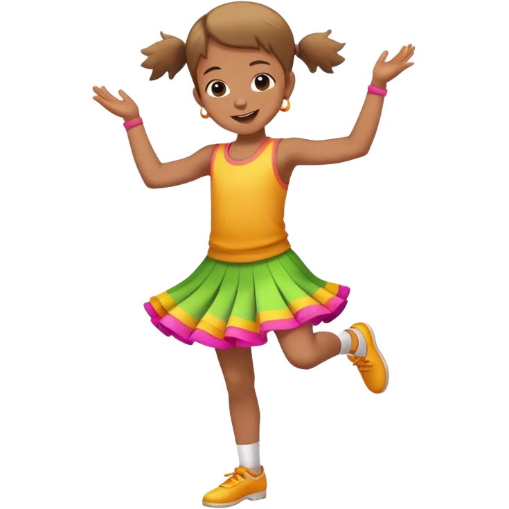 child dancing joyfully, colorful and energetic emoji