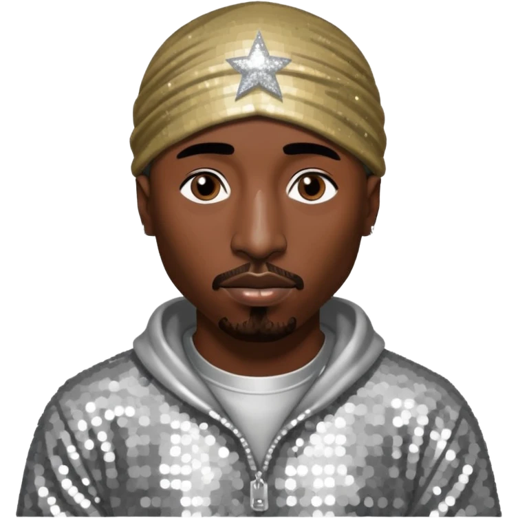 Tupac with silver sequin outfit emoji