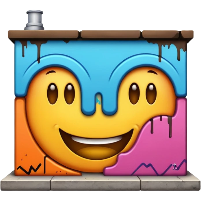 Graffiti painting top wall emoji