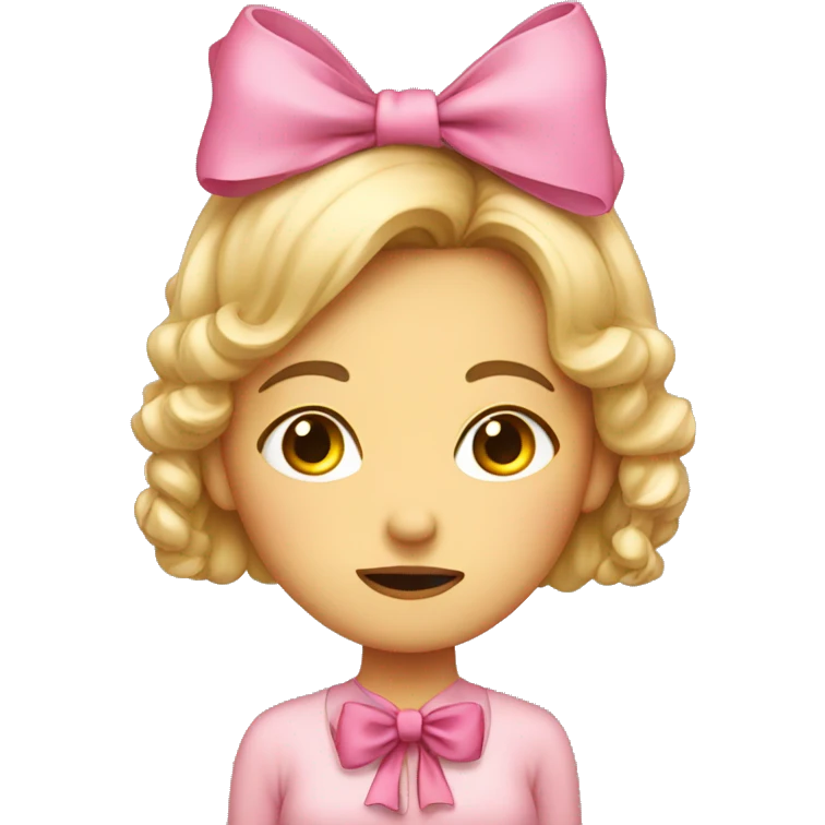 Bored face of a girl with a pink bow  emoji